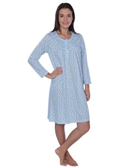 Women's Floral Cotton Blend Long Sleeve Nightgown Available in Plus Size