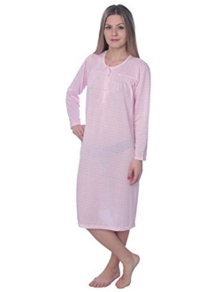 Women's Floral Cotton Blend Long Sleeve Nightgown Available in Plus Size