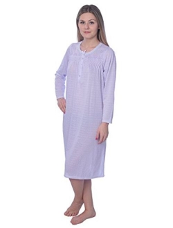 Women's Floral Cotton Blend Long Sleeve Nightgown Available in Plus Size