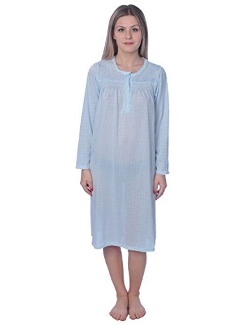 Women's Floral Cotton Blend Long Sleeve Nightgown Available in Plus Size