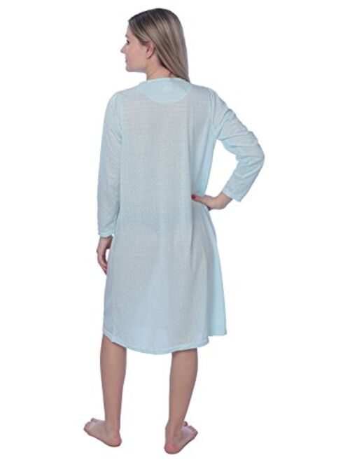 Women's Floral Cotton Blend Long Sleeve Nightgown Available in Plus Size