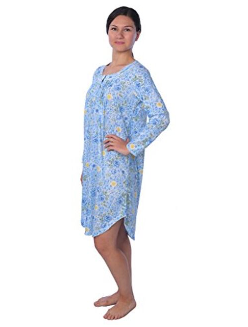 Women's Floral Cotton Blend Long Sleeve Nightgown Available in Plus Size