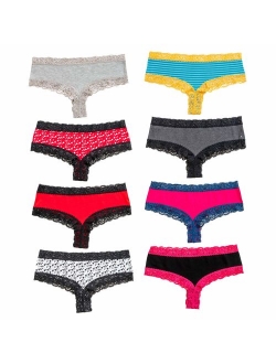 Alyce Intimates Womens Cotton Boyshort Panty, Pack of 8