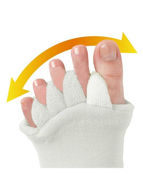 Minjie Lady Cotton Comfy Toes Foot Alignment Socks(1Pairs White)