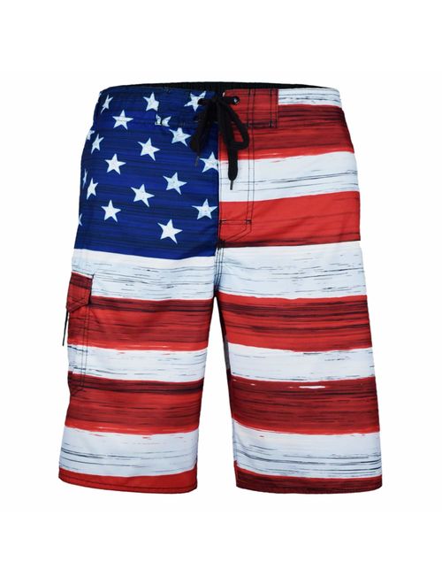 VBRANDED Men's American Flag Board Shorts