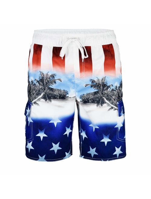 VBRANDED Men's American Flag Board Shorts