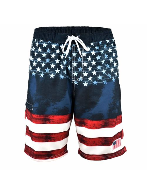 VBRANDED Men's American Flag Board Shorts