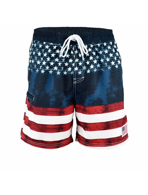 VBRANDED Men's American Flag Board Shorts