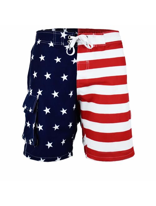 VBRANDED Men's American Flag Board Shorts