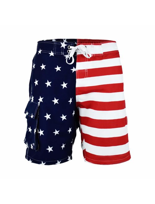 VBRANDED Men's American Flag Board Shorts