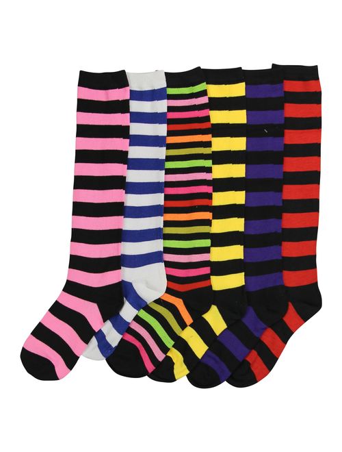 Women's Colorful & Fun Knee High Socks 6 Pack