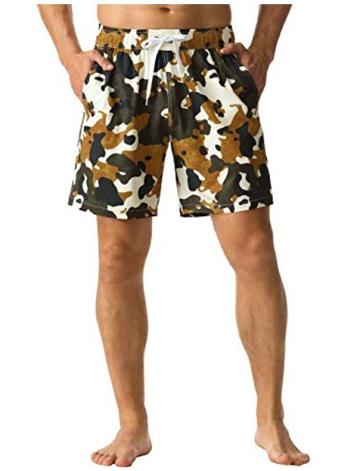 Nonwe Men's Swim Trunks Water Sport Printed Quick Dry Drawsting