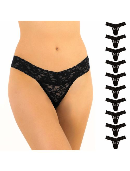 Alyce Ives Intimates Womens All Lace Thong, Pack of 10