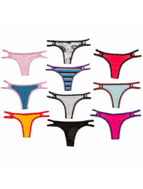 Alyce Ives Intimates Womens All Lace Thong, Pack of 10