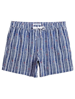 Mens Boys 80s 90s Vintage 4 Way Stretch Swim Trunks with Mesh Lining Quick Dry Swim Suits Board Shorts