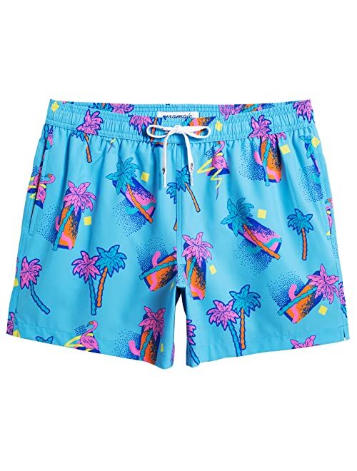 MaaMgic Mens Boys 80s 90s Vintage 4 Way Stretch Swim Trunks with Mesh Lining Quick Dry Swim Suits Board Shorts