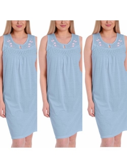 Ezi Women's Cotton Sleeveless Nightgown