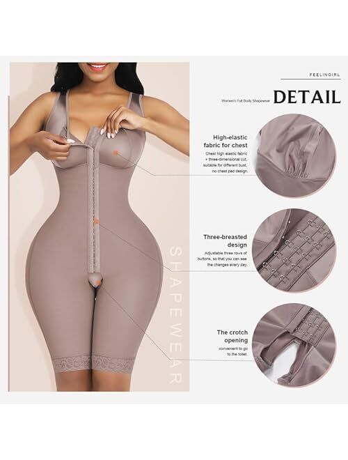 FeelinGirl Shapewear for Women Tummy Control Full Body Shaper Butt Lifter Thigh Slimmer Bodysuit for Women Daily Life