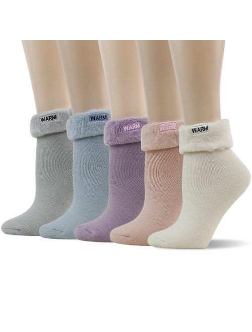 Warm Thermal Socks,SUTTOS Women's Thick Heat Insulated Socks,Warm Winter Crew Socks For Cold Weather 1/3/5 Pairs