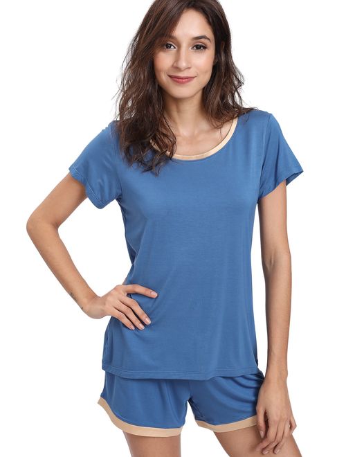 NEIWAI Women's Pajamas Set Bamboo Viscose Short Sleeve Sleepwear Pj Set S-4X