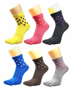 Women Toe Socks 5 Finger Cotton Wicking Athletic Crew Low Cut Ankle 6/8/10 Pack