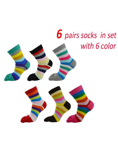 Women Toe Socks 5 Finger Cotton Wicking Athletic Crew Low Cut Ankle 6/8/10 Pack