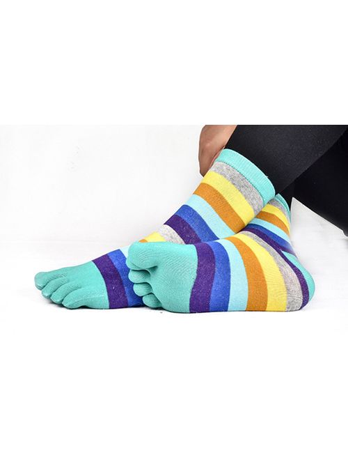 Women Toe Socks 5 Finger Cotton Wicking Athletic Crew Low Cut Ankle 6/8/10 Pack