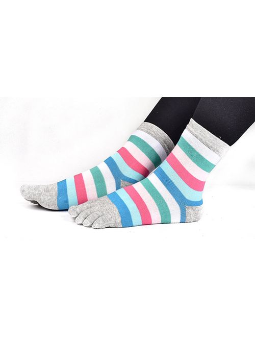 Women Toe Socks 5 Finger Cotton Wicking Athletic Crew Low Cut Ankle 6/8/10 Pack