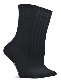 Yomandamor Women's Best Bamboo Seamless Crew Dress Black Socks,5 Pairs L Size