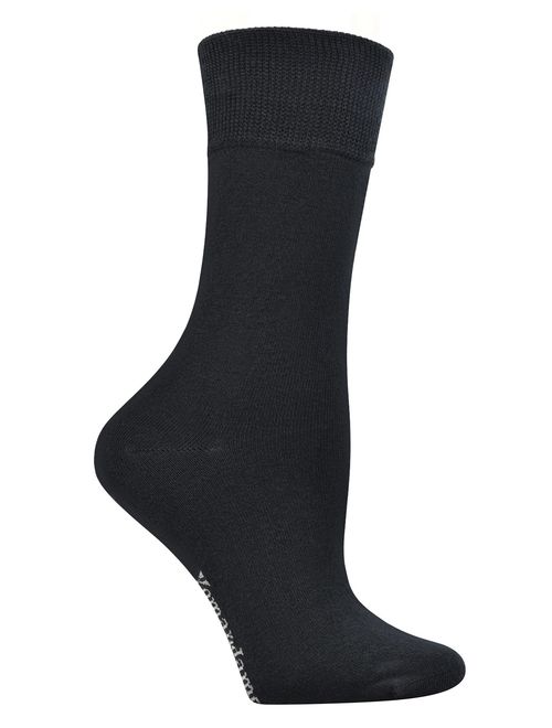 Yomandamor Women's Best Bamboo Seamless Crew Dress Black Socks,5 Pairs L Size