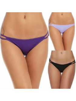 Bikini Panty Womens Seam Free String Microfiber Briefs 3 Pack Assorted Colors