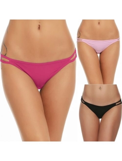 Bikini Panty Womens Seam Free String Microfiber Briefs 3 Pack Assorted Colors