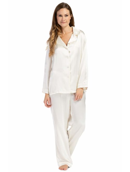 Fishers Finery Women's Classic Pure Mulberry Silk Pajama Set with Gift Box