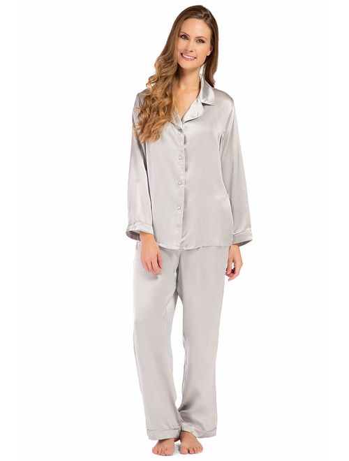 Fishers Finery Women's Classic Pure Mulberry Silk Pajama Set with Gift Box