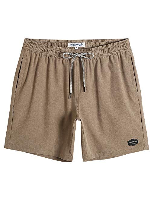 MaaMgic Mens Quick Dry Solid 4 Way Stretch Swim Trunks Mesh Lining Swim Shorts