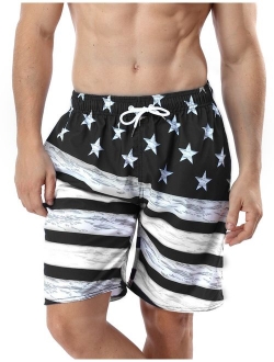 Men's Quick Dry Swimming Trunks Bathing Suit Shorts Striped Mesh Liner