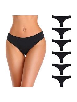 Nowketon Thongs for Women, No Show Thong, Side Seamless, Spandex Nylon, Pack of 6