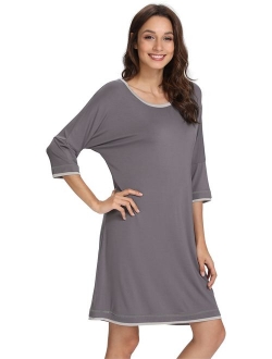 GYS Women's 3/4 Sleeve Scoop Neck Nightgown