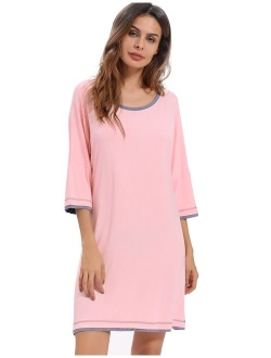 GYS Women's 3/4 Sleeve Scoop Neck Nightgown