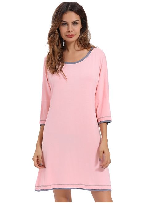 GYS Women's 3/4 Sleeve Scoop Neck Nightgown