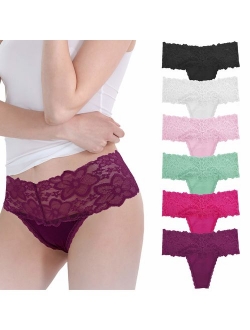 Pmrxi Pack of 10 Sexy Women All Lace Thong, Cotton Thong Lace Trim, Assorted Different Lace Pattern & Colors