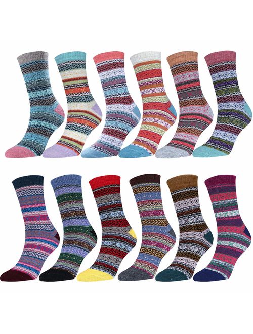 Jeasona Womens Warm Winter Wool Socks Cozy Soft Vintage Boot Socks Gifts