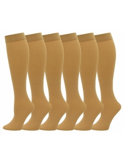 Queen Size Trouser Socks for Women, 6 Pairs Plus Stretchy Opaque Knee High Dress Sock