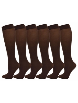 Queen Size Trouser Socks for Women, 6 Pairs Plus Stretchy Opaque Knee High Dress Sock