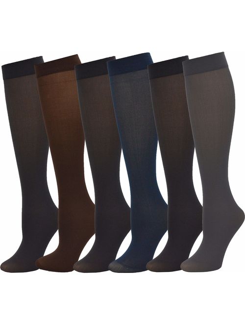 Queen Size Trouser Socks for Women, 6 Pairs Plus Stretchy Opaque Knee High Dress Sock