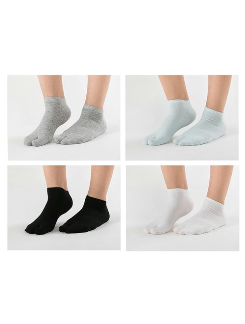 Women's Solid 2 Toe Flip Flop Tabi Socks Geta Ankle Cotton 5/6 Pairs