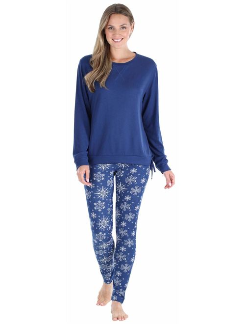 Olivia Rae Women's Slouchy Long Sleeve Tie Drawstring Top and Legging Pajama Set