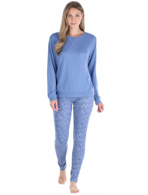 Olivia Rae Women's Slouchy Long Sleeve Tie Drawstring Top and Legging Pajama Set