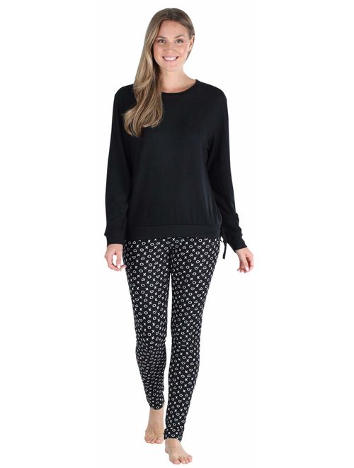 Olivia Rae Women's Slouchy Long Sleeve Tie Drawstring Top and Legging Pajama Set