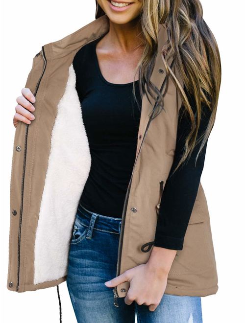 Women's Winter Buffalo Plaid Jacket Vest with Sherpa Fleece Lining